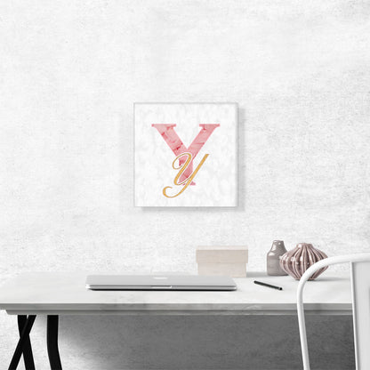 Chic Pink Gold Alphabet Letter Y