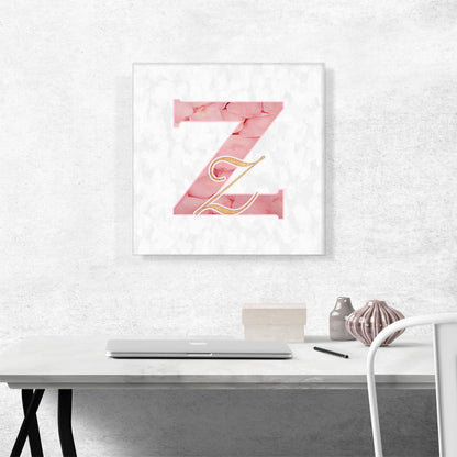 Chic Pink Gold Alphabet Letter Z
