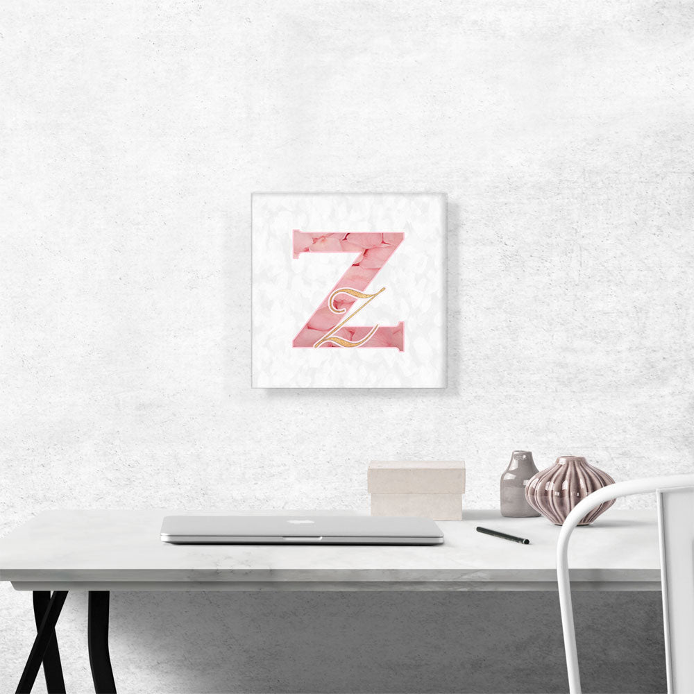 Chic Pink Gold Alphabet Letter Z