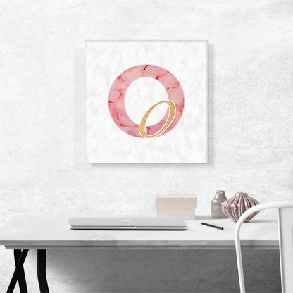 Chic Pink Gold Alphabet Number 0 Zero Numeral