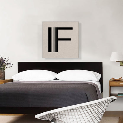 Beige Black Line Alphabet Letter F