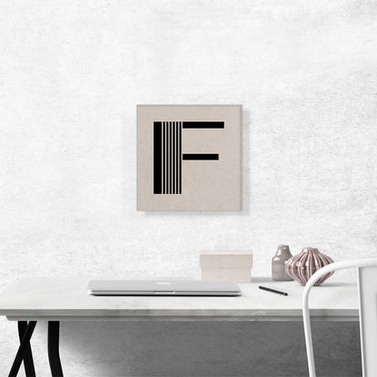 Beige Black Line Alphabet Letter F