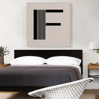 Beige Black Line Alphabet Letter F