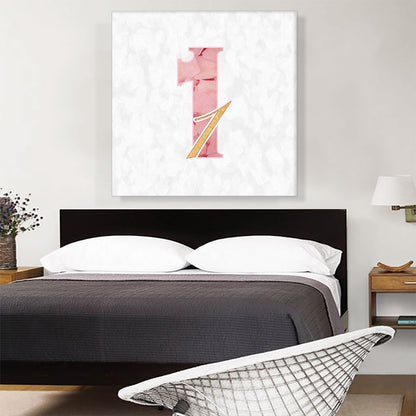 Chic Pink Gold Alphabet Number 1 One Numeral