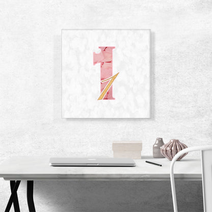 Chic Pink Gold Alphabet Number 1 One Numeral