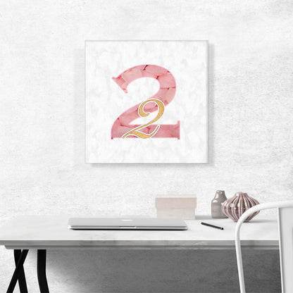 Chic Pink Gold Alphabet Number 2 Two Numeral