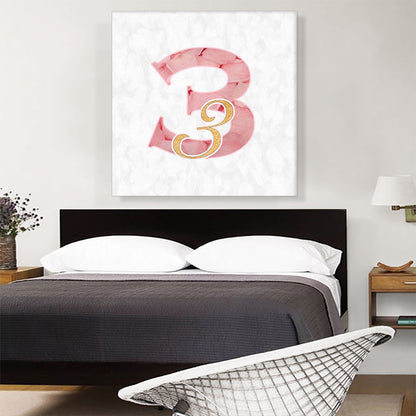 Chic Pink Gold Alphabet Number 3 Three Numeral