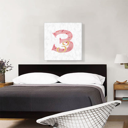 Chic Pink Gold Alphabet Number 3 Three Numeral