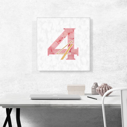 Chic Pink Gold Alphabet Number 4 Four Numeral