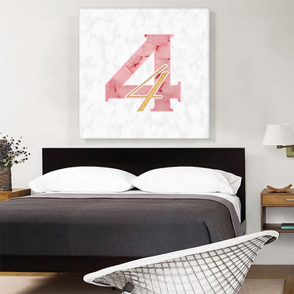 Chic Pink Gold Alphabet Number 4 Four Numeral