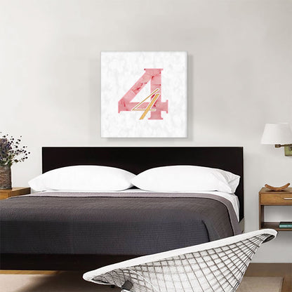 Chic Pink Gold Alphabet Number 4 Four Numeral