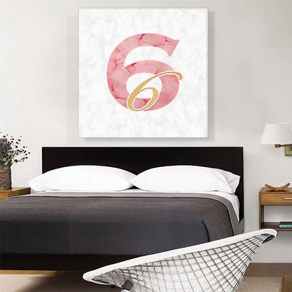 Chic Pink Gold Alphabet Number 6 Six Numeral