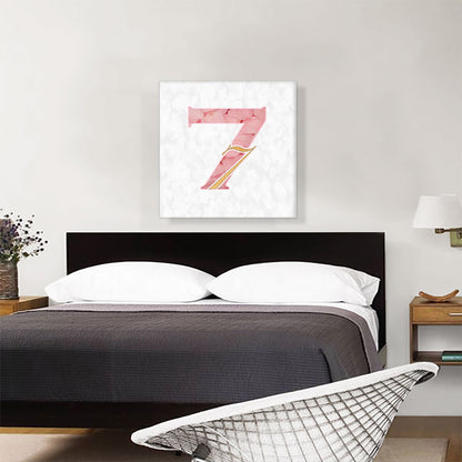 Chic Pink Gold Alphabet Number 7 Seven Numeral