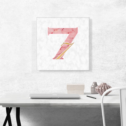 Chic Pink Gold Alphabet Number 7 Seven Numeral
