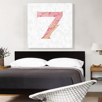 Chic Pink Gold Alphabet Number 7 Seven Numeral