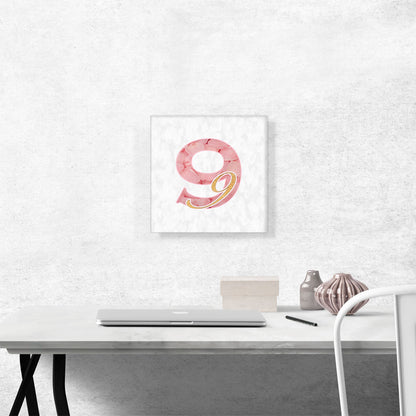 Chic Pink Gold Alphabet Number 9 Nine Numeral