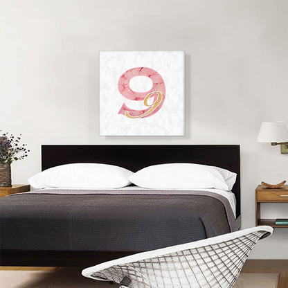 Chic Pink Gold Alphabet Number 9 Nine Numeral
