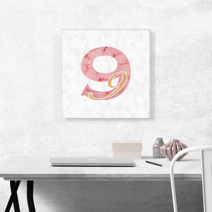 Chic Pink Gold Alphabet Number 9 Nine Numeral