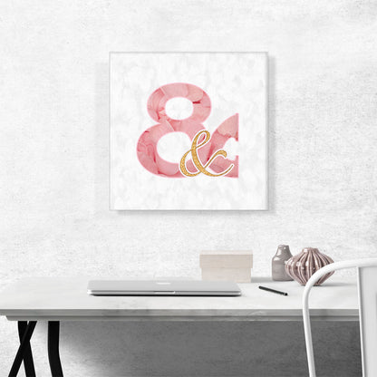 Chic Pink Gold Alphabet And Sign Symbol