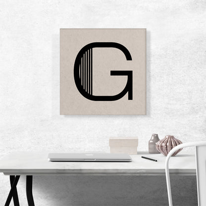 Beige Black Line Alphabet Letter G