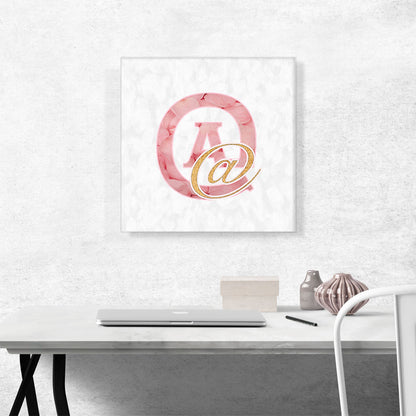 Chic Pink Gold Alphabet At Sign Symbol