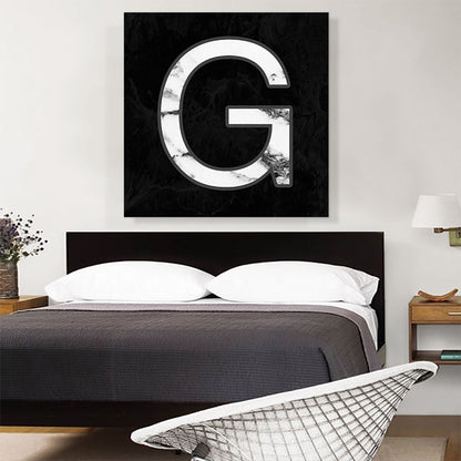 Classy Black White Marble Alphabet Letter G