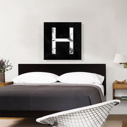 Classy Black White Marble Alphabet Letter H