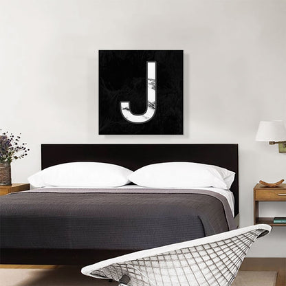 Classy Black White Marble Alphabet Letter J