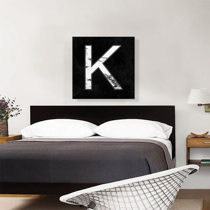 Classy Black White Marble Alphabet Letter K