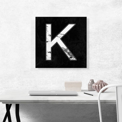 Classy Black White Marble Alphabet Letter K