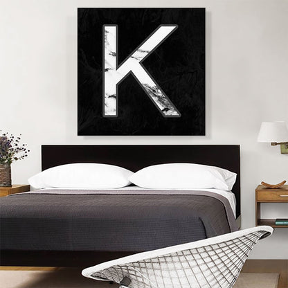Classy Black White Marble Alphabet Letter K