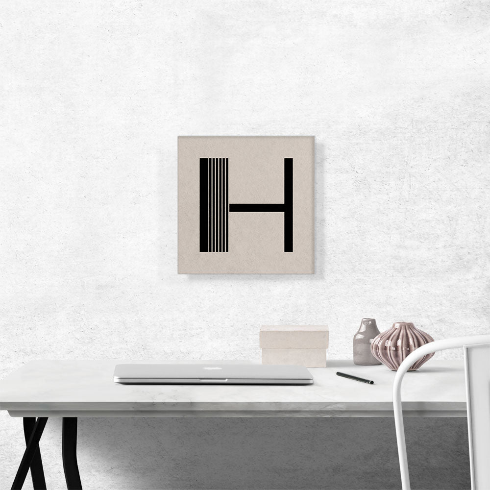 Beige Black Line Alphabet Letter H