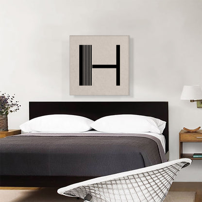 Beige Black Line Alphabet Letter H