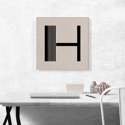 Beige Black Line Alphabet Letter H