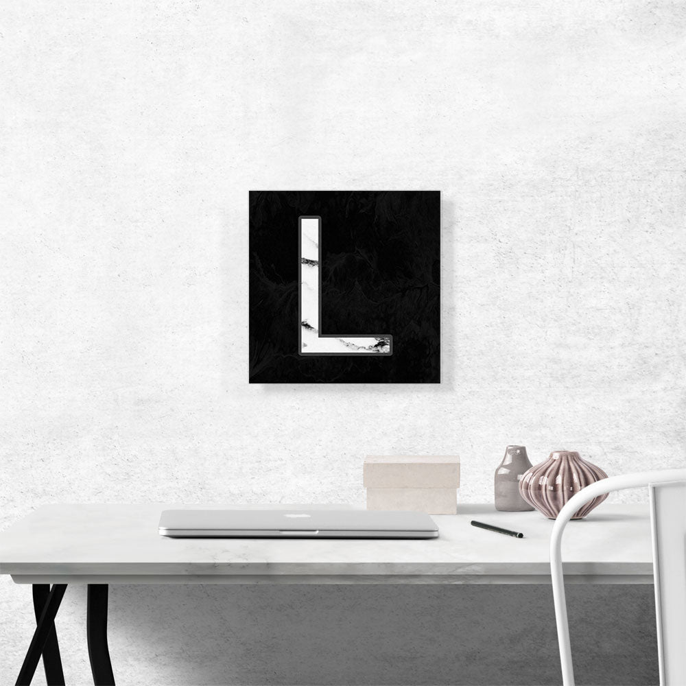 Classy Black White Marble Alphabet Letter L