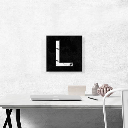 Classy Black White Marble Alphabet Letter L