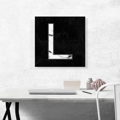 Classy Black White Marble Alphabet Letter L