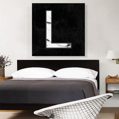 Classy Black White Marble Alphabet Letter L