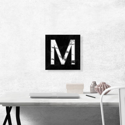 Classy Black White Marble Alphabet Letter M