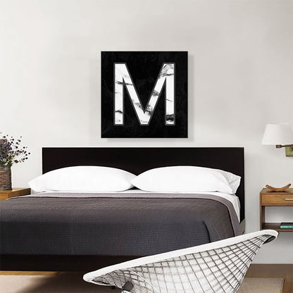 Classy Black White Marble Alphabet Letter M