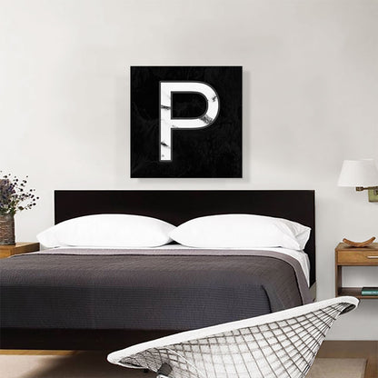 Classy Black White Marble Alphabet Letter P