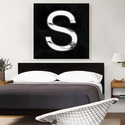 Classy Black White Marble Alphabet Letter S