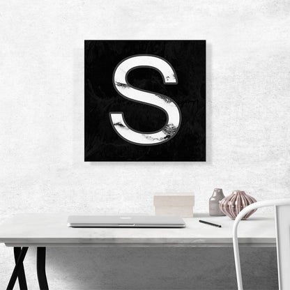 Classy Black White Marble Alphabet Letter S
