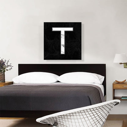 Classy Black White Marble Alphabet Letter T