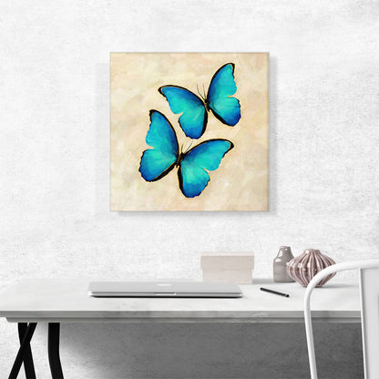 Two Blue Butterfly Wings Insect Tan