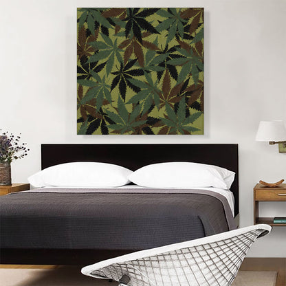 Army Green Brown Black Camo Cannabis Pot Camouflage Weed Leaf Marijuana Pattern