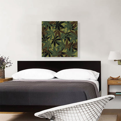 Army Green Brown Black Camo Cannabis Pot Camouflage Weed Leaf Marijuana Pattern