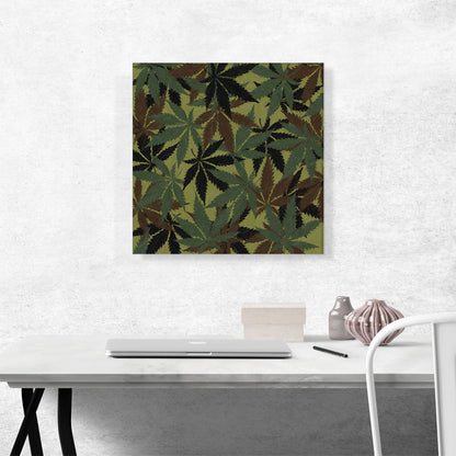 Army Green Brown Black Camo Cannabis Pot Camouflage Weed Leaf Marijuana Pattern