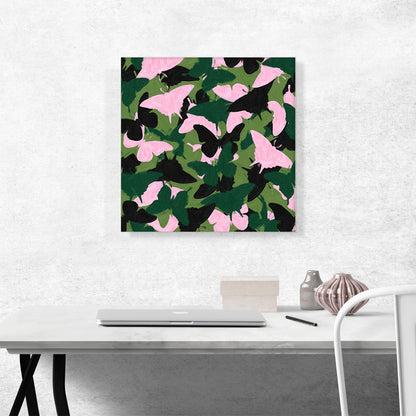 Army Green Pink Black Camo Camouflage Butterfly Pattern