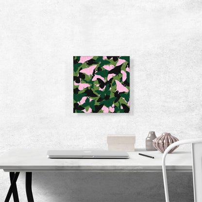 Army Green Pink Black Camo Camouflage Butterfly Pattern